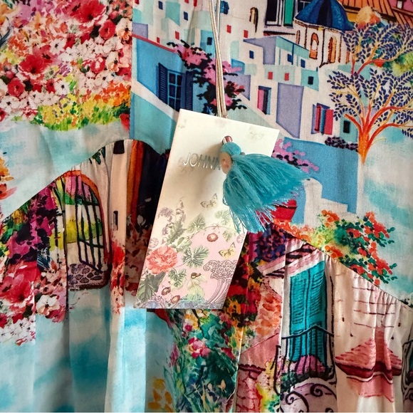 Johnny Was Cannes A-Line Cover Up Dress Blue Seaside Size 1X NWT - Picture 6 of 8